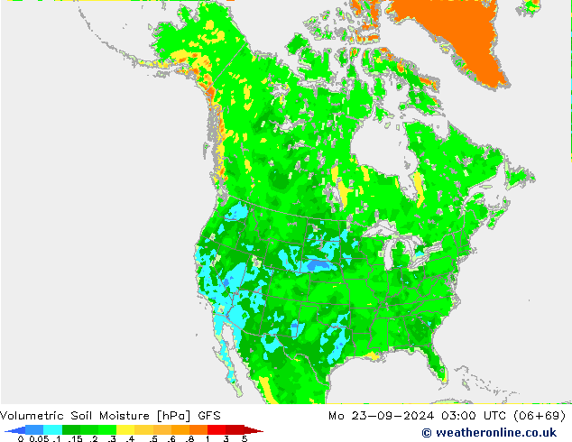 Volumetric Soil Moisture GFS Mo 23.09.2024 03 UTC