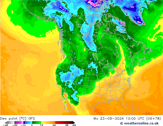 Point de rosée GFS lun 23.09.2024 12 UTC