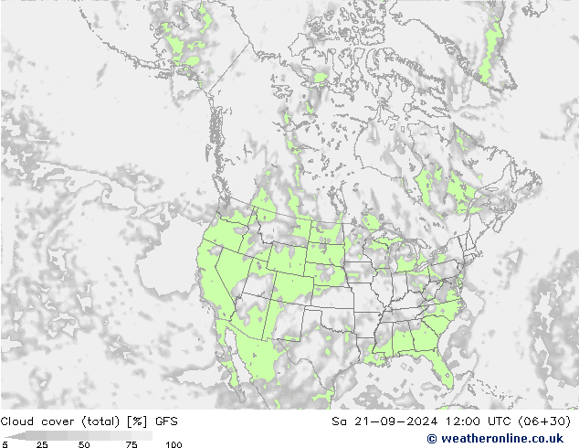 Bewolking (Totaal) GFS za 21.09.2024 12 UTC