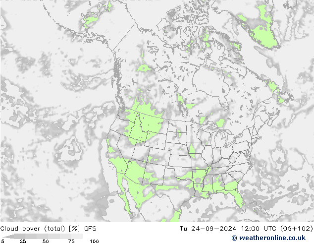 Wolken (gesamt) GFS Di 24.09.2024 12 UTC