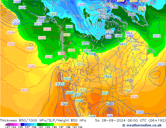 Schichtdicke 850-1000 hPa GFS Sa 28.09.2024 06 UTC