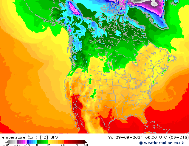 Temperatura (2m) GFS dom 29.09.2024 06 UTC