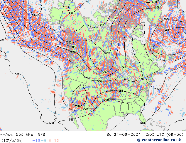 V-Adv. 500 hPa GFS Sa 21.09.2024 12 UTC