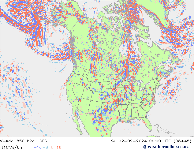 V-Adv. 850 hPa GFS Su 22.09.2024 06 UTC