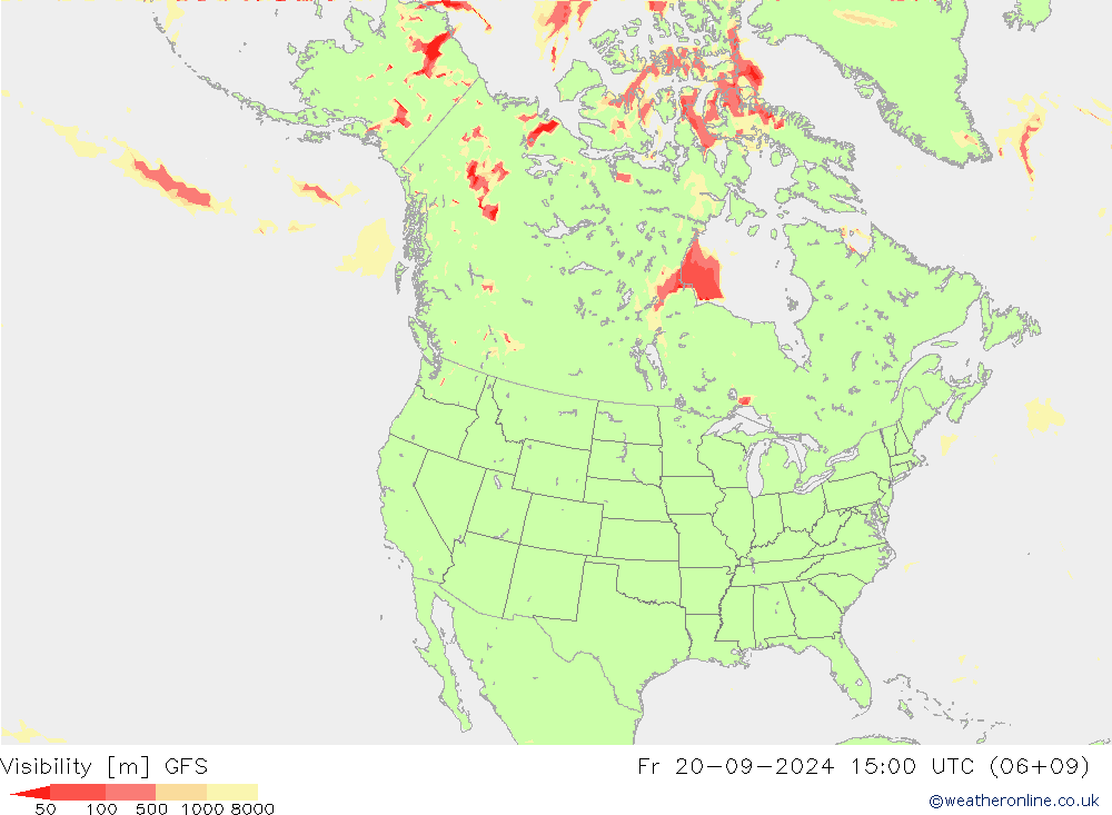 Visibility GFS Fr 20.09.2024 15 UTC