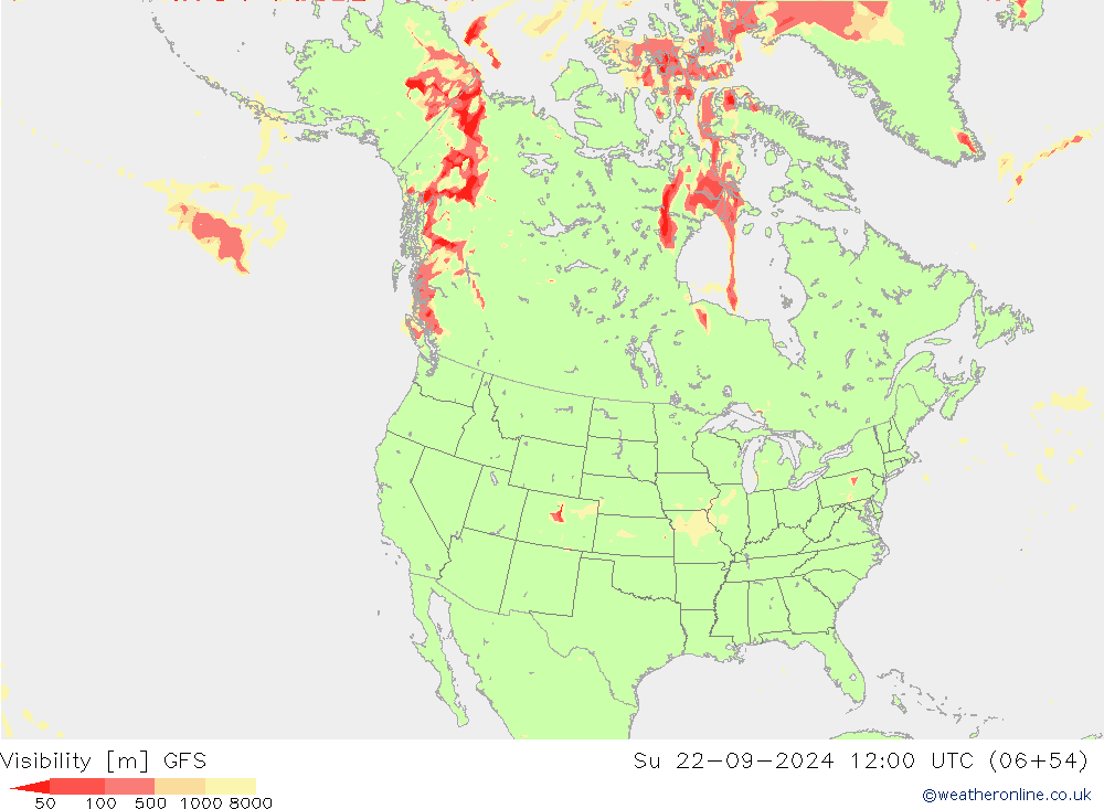 Visibility GFS Su 22.09.2024 12 UTC