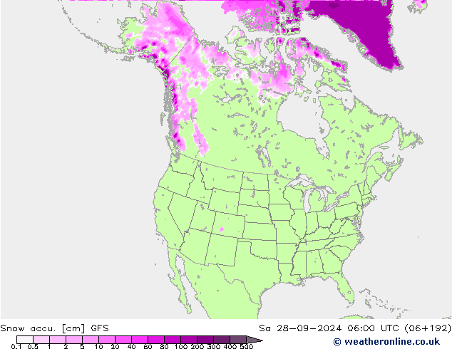 Snow accu. GFS Sa 28.09.2024 06 UTC