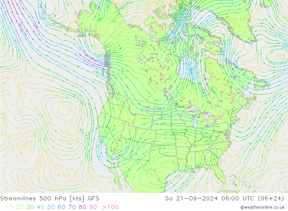 Stromlinien 500 hPa GFS September 2024