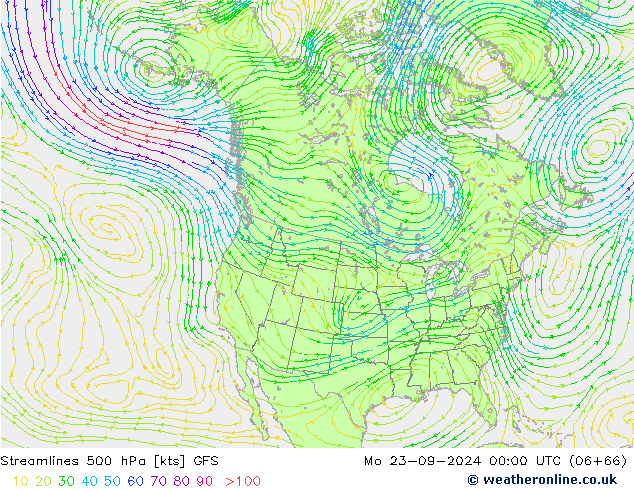 Streamlines 500 hPa GFS September 2024