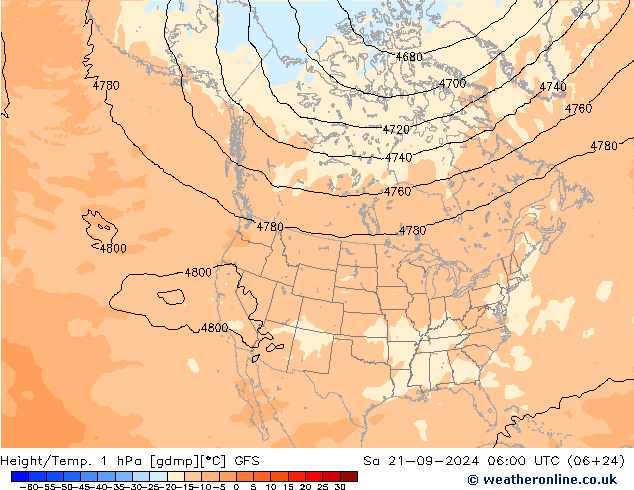 Yükseklik/Sıc. 1 hPa GFS Cts 21.09.2024 06 UTC