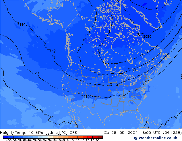 Height/Temp. 10 hPa GFS Su 29.09.2024 18 UTC