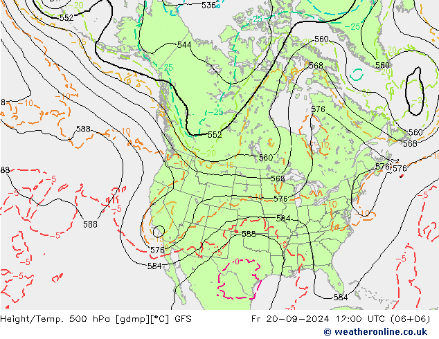 Z500/Regen(+SLP)/Z850 GFS vr 20.09.2024 12 UTC