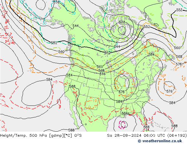 Z500/Rain (+SLP)/Z850 GFS  28.09.2024 06 UTC