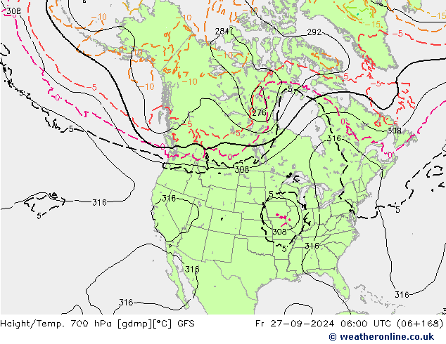 Height/Temp. 700 hPa GFS wrzesień 2024