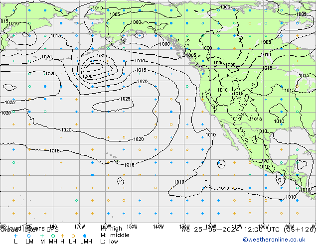 Wolkenlagen GFS wo 25.09.2024 12 UTC