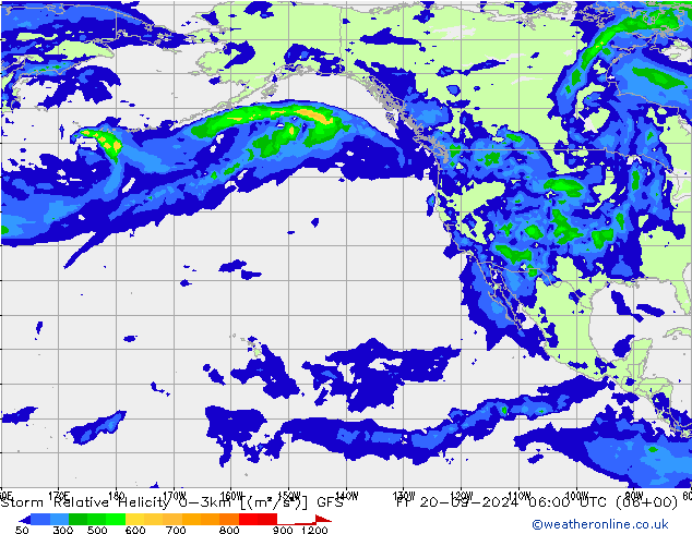 Storm Relative Helicity GFS pt. 20.09.2024 06 UTC