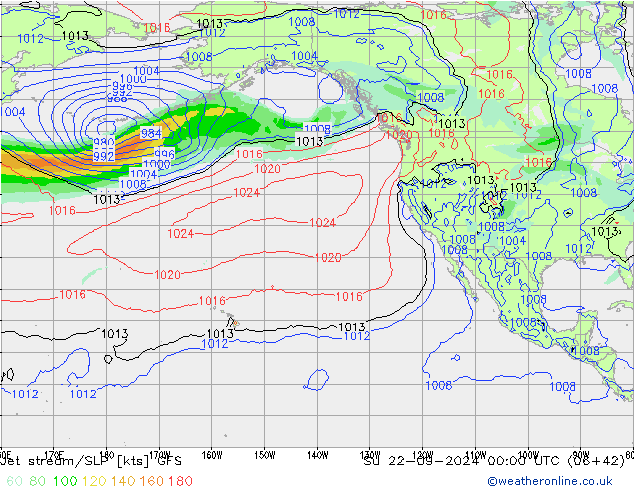 джет/приземное давление GFS Вс 22.09.2024 00 UTC