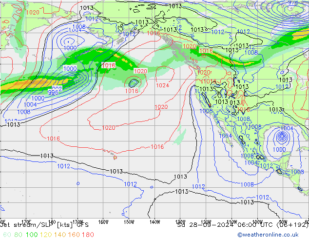 Jet Akımları/SLP GFS Cts 28.09.2024 06 UTC