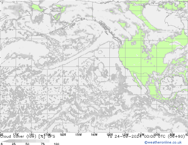 Bewolking (Laag) GFS di 24.09.2024 00 UTC