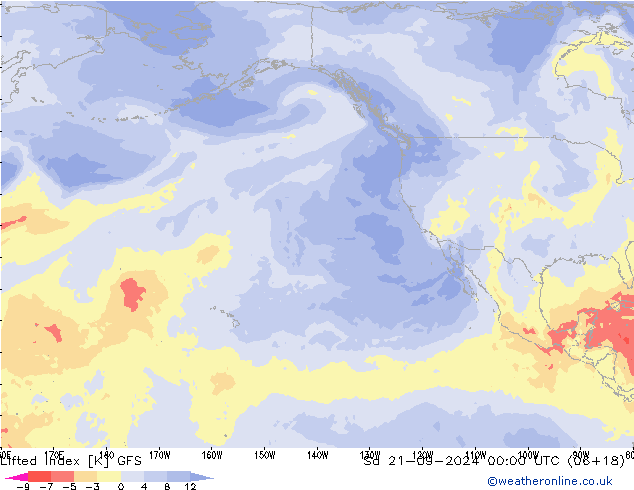 Lifted Index GFS sáb 21.09.2024 00 UTC