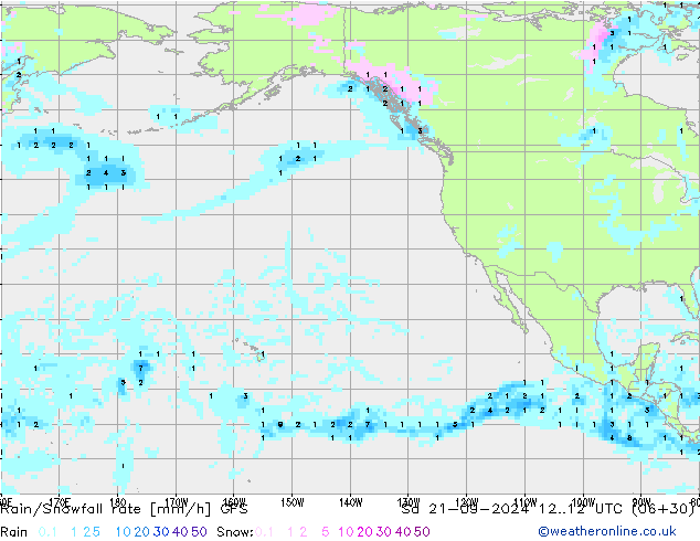 Rain/Snowfall rate GFS so. 21.09.2024 12 UTC