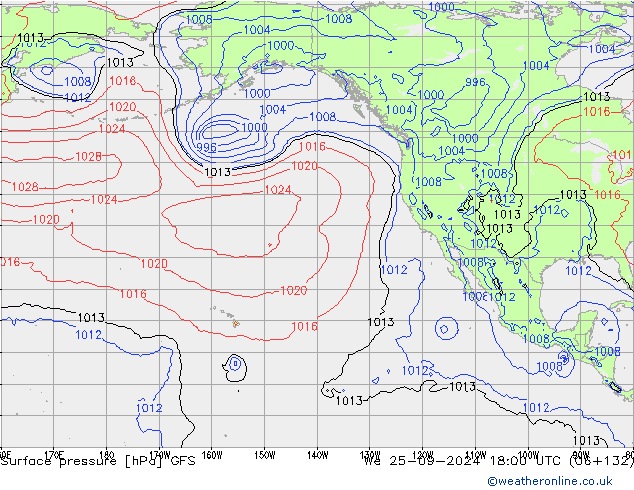 Surface pressure GFS We 25.09.2024 18 UTC