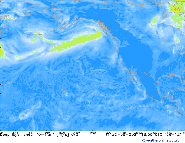 Deep layer shear (0-1km) GFS  20.09.2024 18 UTC