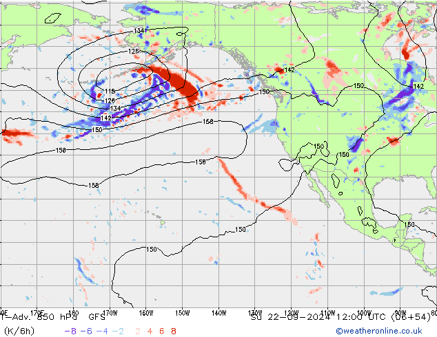 T-Adv. 850 hPa GFS Su 22.09.2024 12 UTC