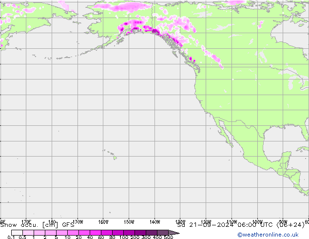 Snow accu. GFS sáb 21.09.2024 06 UTC