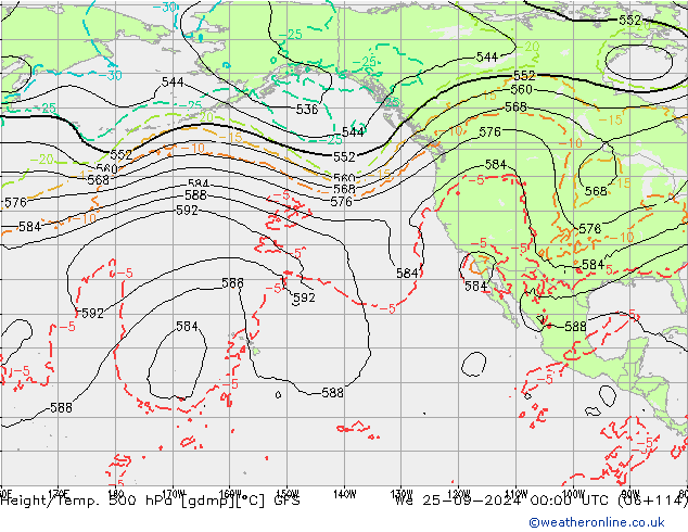 Yükseklik/Sıc. 500 hPa GFS Çar 25.09.2024 00 UTC