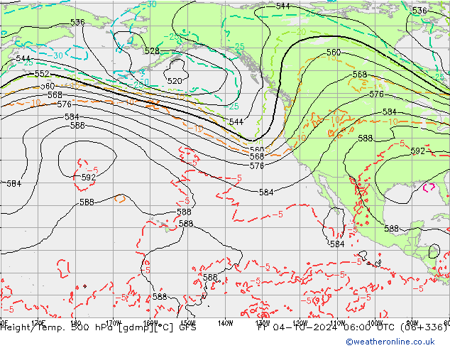 Z500/Rain (+SLP)/Z850 GFS пт 04.10.2024 06 UTC