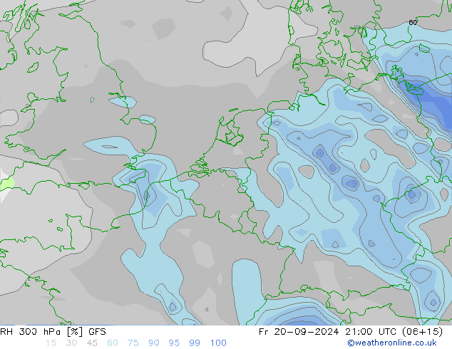 RH 300 hPa GFS Pá 20.09.2024 21 UTC