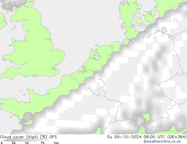 Bewolking (Hoog) GFS zo 06.10.2024 06 UTC