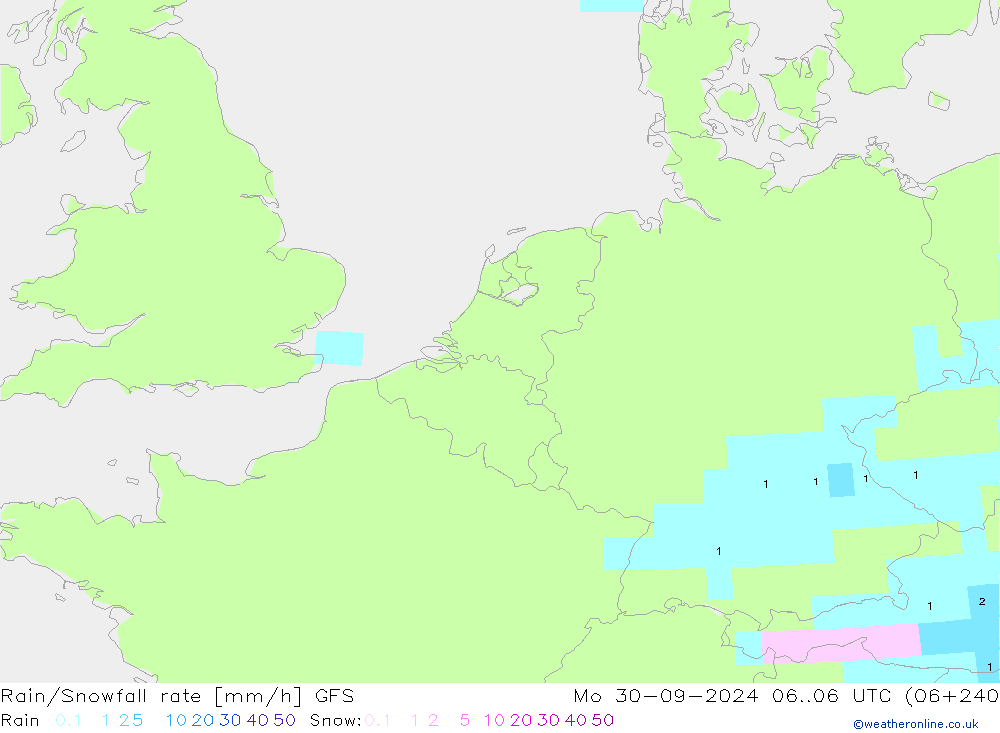 Kar/Yağmur Oranı GFS Pzt 30.09.2024 06 UTC