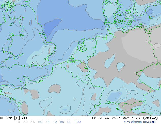 RH 2m GFS Fr 20.09.2024 09 UTC