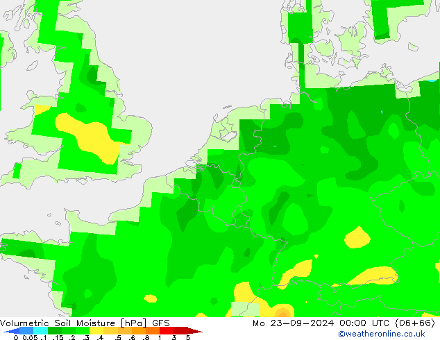 Volumetric Soil Moisture GFS Mo 23.09.2024 00 UTC