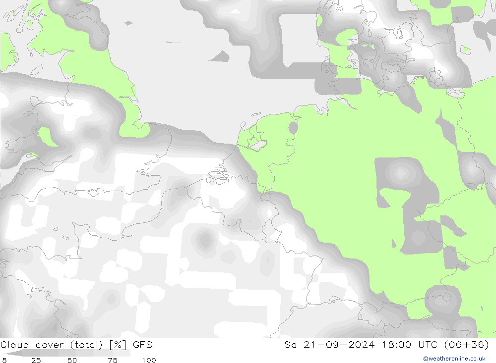 Nubi (totali) GFS sab 21.09.2024 18 UTC