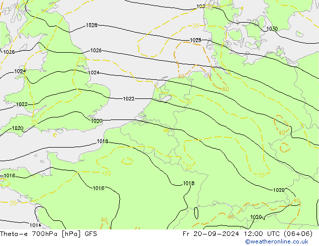 Theta-e 700hPa GFS Fr 20.09.2024 12 UTC