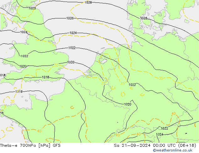 Theta-e 700hPa GFS sam 21.09.2024 00 UTC