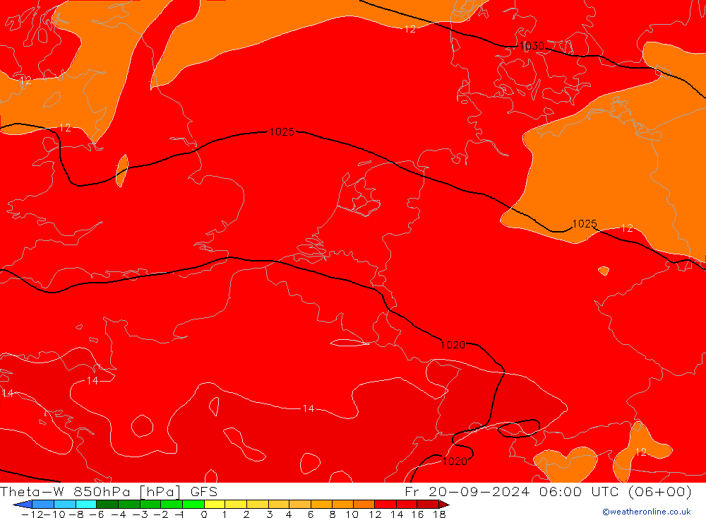 Theta-W 850гПа GFS пт 20.09.2024 06 UTC