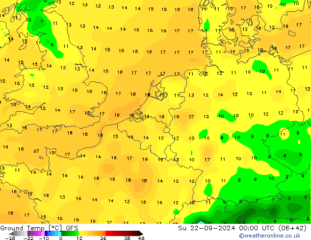 Topraküstü en düşük Sıc. GFS Paz 22.09.2024 00 UTC