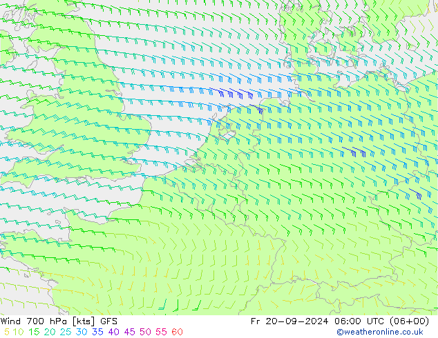 Wind 700 hPa GFS Fr 20.09.2024 06 UTC