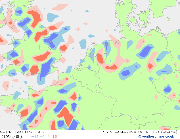 V-Adv. 850 hPa GFS 星期六 21.09.2024 06 UTC