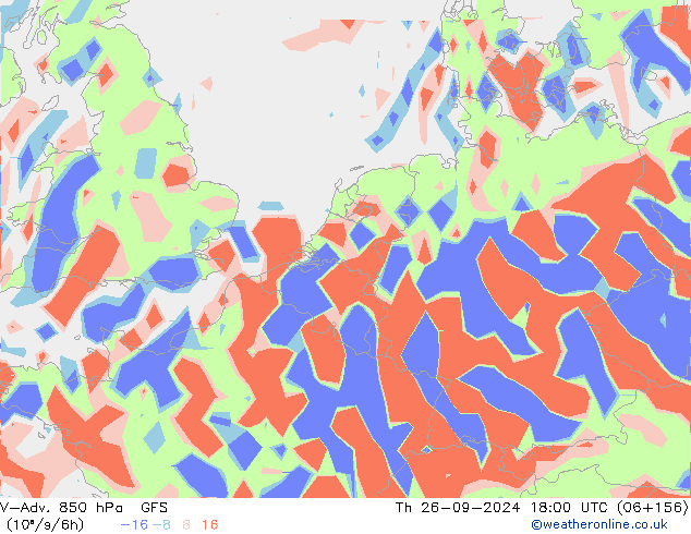 V-Adv. 850 гПа GFS чт 26.09.2024 18 UTC