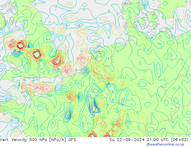 Vert. snelheid 500 hPa GFS zo 22.09.2024 21 UTC