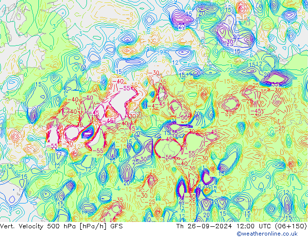 Vert. Velocity 500 гПа GFS чт 26.09.2024 12 UTC