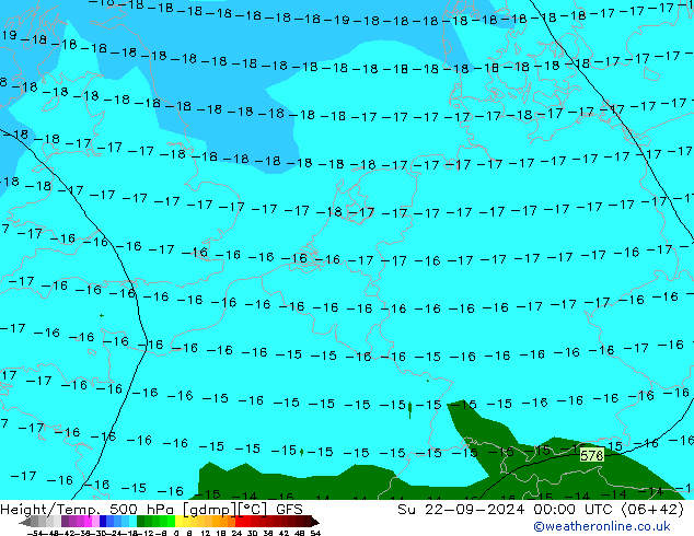 Height/Temp. 500 hPa GFS nie. 22.09.2024 00 UTC