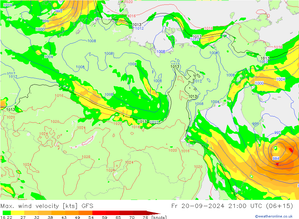 Max. wind velocity GFS  20.09.2024 21 UTC