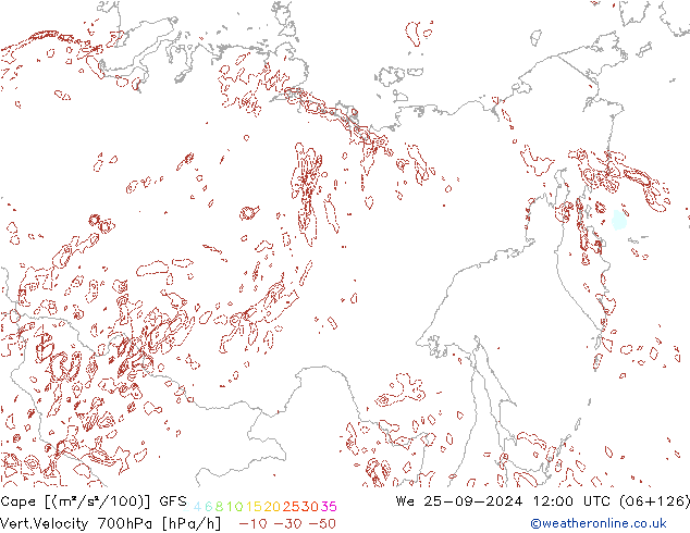 Cape GFS mer 25.09.2024 12 UTC