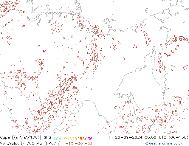 Cape GFS Čt 26.09.2024 00 UTC